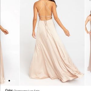 Show me your mumu- godshaw goddess gown in champagne luxe satin